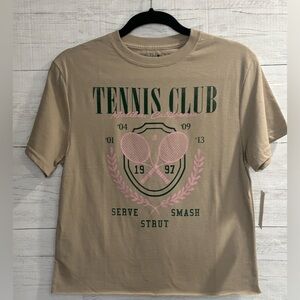 Fifth Sun Tennis Graphic Tee Small Beige Malibu California Preppy Aesthetic NWT